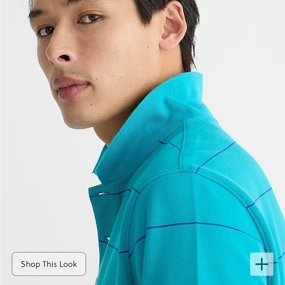 J crew Piqué polo shirt in stripe Turquoise Blue Wave Stripes - Picture 3 of 6